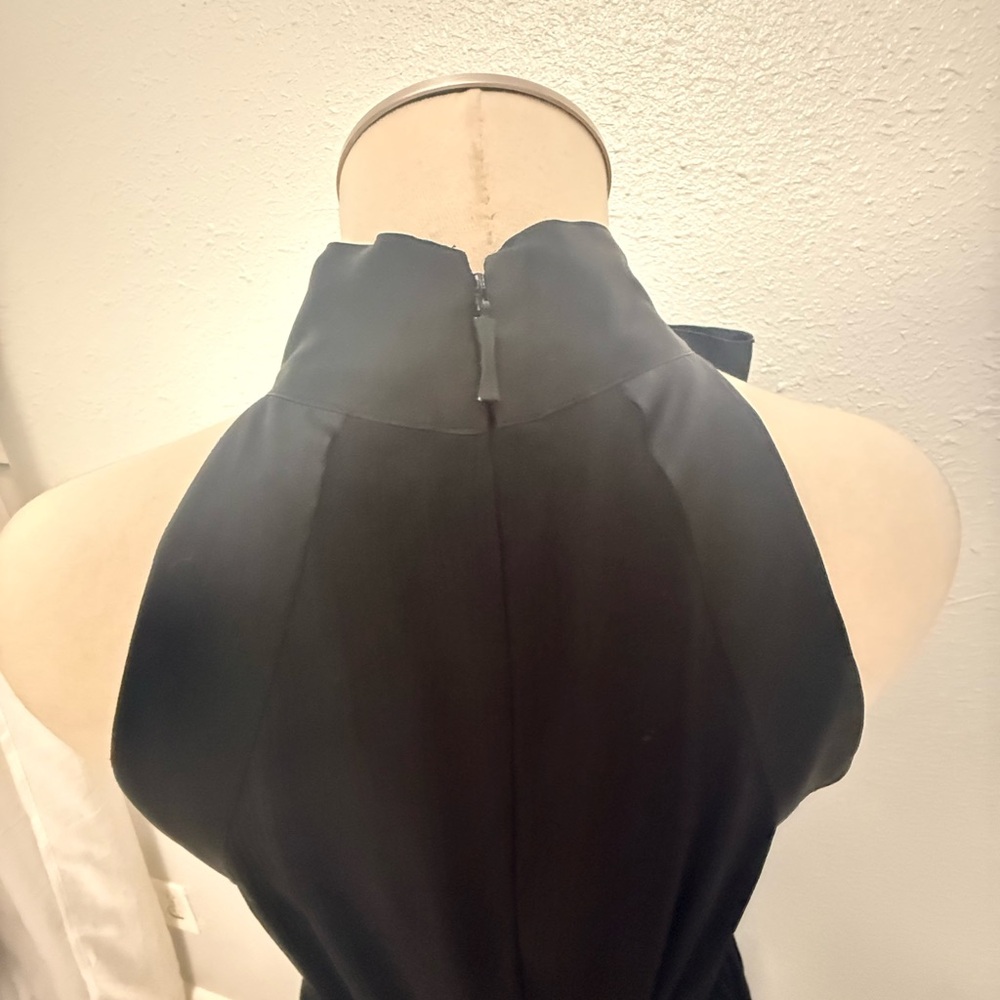 Kate Spade Black 100% Silk Chiffon Halter Gown Dress with Satin Bow - Picture 5 of 12